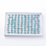 Turquoise (Synthetic) Rings Platinum Mixed Size - 100 Pcs Boxed